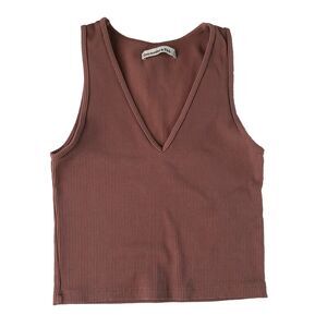 Abercrombie & Fitch Women's XS Ribbed V-Neck Tank Top Mauve Rose Minimalist